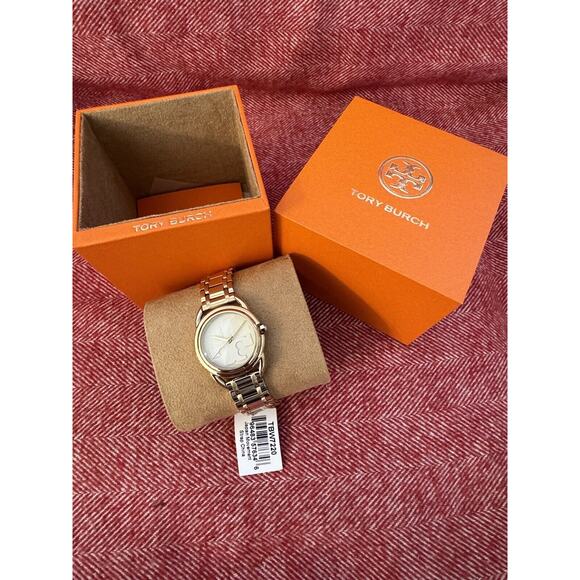 NEW Tory Burch The Miller Gold-Tone Stainless Steel Bracelet Watch 32mm TBW7220